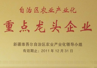 自治区农业工业化重点龙头企业